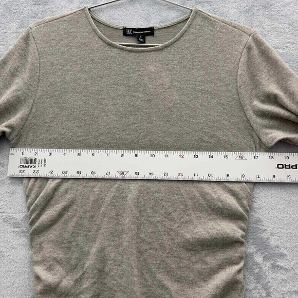 INC Women's 3/4 Sleeve Ruched Midi Dress Sz Small Heather Grey 2pc NWT Flaw 0103 - Picture 5 of 13